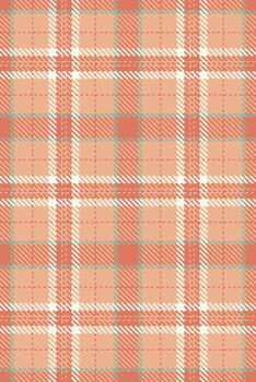 Soft coral and peach plaid pattern. Perfect for textile design, scrapbooking, or website backgrounds. This seamless texture evokes warmth and comfort, ideal for autumnal or spring themes. vector