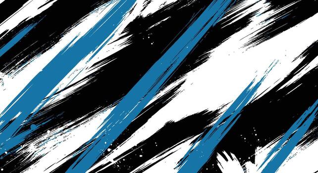 Abstract brush strokes create a dynamic design in blue, black, and white vector
