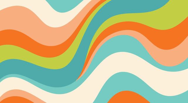 Retro style wavy stripes create a vibrant and colorful background design vector