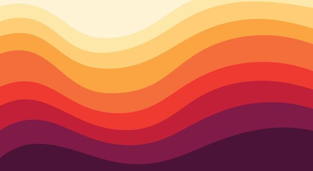 Wavy layers create a colorful background with gradient shades of orange and red vector