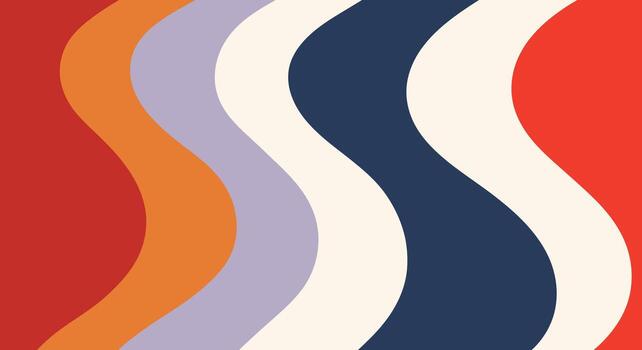 Wavy lines create a vibrant abstract pattern in red, orange, and blue hues vector