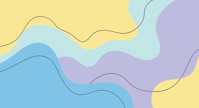 Abstract background features pastel color palette with black wavy lines vector