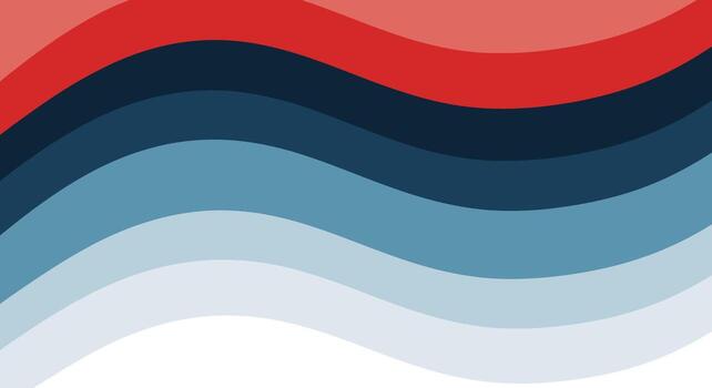 Red, blue, and white wavy gradient lines create a modern background design vector