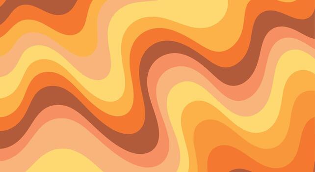 Swirling earthy tones create a retro groovy psychedelic wavy background pattern vector