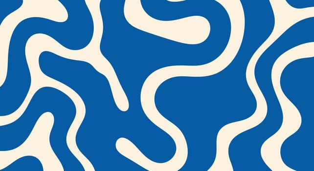 Abstract waves of blue and cream create a modern seamless pattern vector