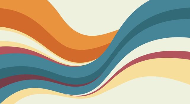 Abstract flowing curves in orange, blue, and cream create a smooth, modern graphic design element vector