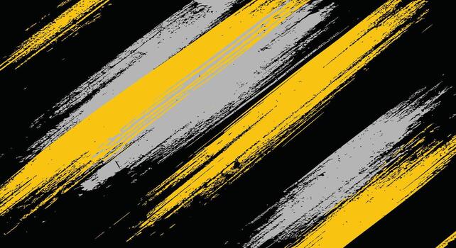 Striking yellow and gray brushstrokes create a dynamic abstract design vector