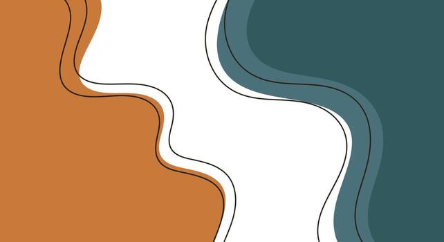 Elegant abstract background with flowing shapes in terracotta and teal for striking modern designs vector
