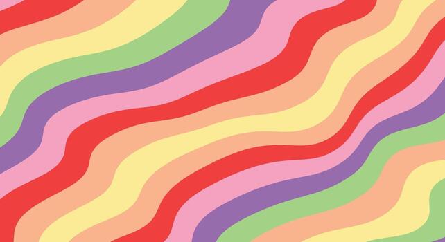Vibrant retro rainbow waves bring groovy 70s vibes to your creative projects and add a playful touch vector
