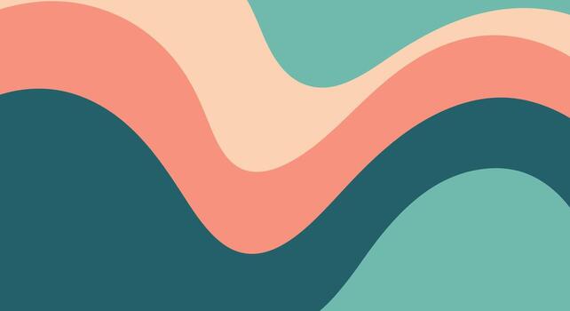Soothing abstract waves in calming coral peach and teal create a modern, serene backdrop for design. vector