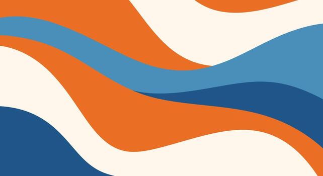 Dynamic abstract waves in vibrant orange, blue, and cream create a modern, flowing visual. vector