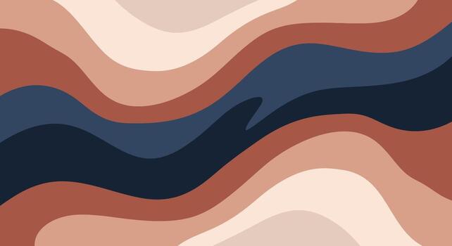 Elegant flowing lines in earthy tones create a modern, calming, abstract background texture for creative projects vector