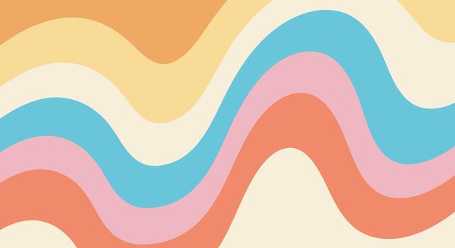 Groovy retro pastel waves background with 70s vibes perfect for fun designs and cheerful branding vector