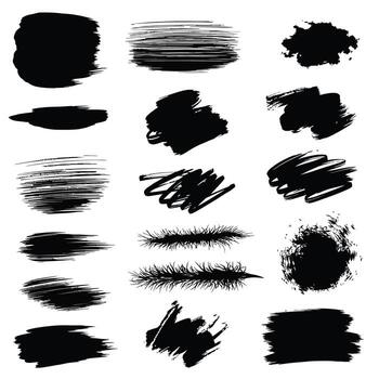 Create stunning designs with this versatile set of handmade black ink brushes and textures for art projects vector