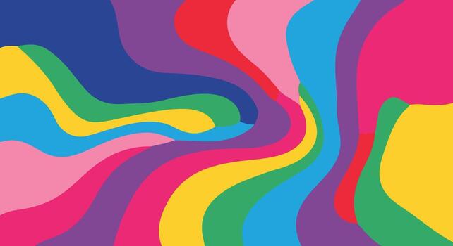 A colorful abstract design filled with vibrant hues in fluid wave patterns. vector