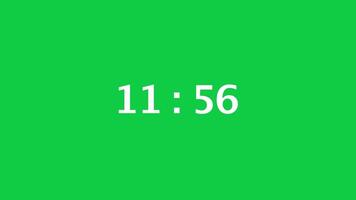 Digital countdown timer with a green screen background. Time counts down from 12 minute to 11 minute. video