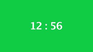 Digital countdown timer with a green screen background. Time counts down from 13 minute to 12 minute. video