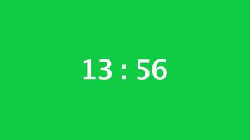 digitaal countdown timer met een groen scherm achtergrond. tijd telt naar beneden van 14 minuut naar 13 minuut. video