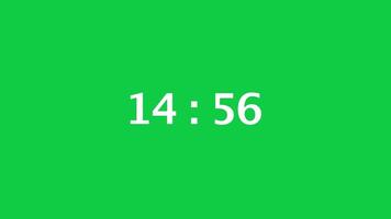 digitale conto alla rovescia Timer con un' verde schermo sfondo. tempo conta giù a partire dal 15 minuto per 14 minuto. video