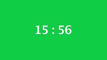 Digital countdown timer with a green screen background. Time counts down from 16 minute to 15 minute. video