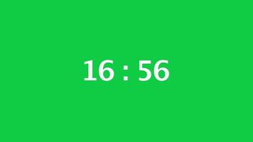 Digital countdown timer with a green screen background. Time counts down from 17 minute to 16 minute. video