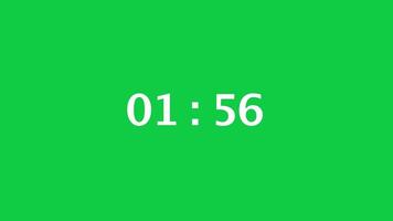 digitale conto alla rovescia Timer con un' verde schermo sfondo. tempo conta giù a partire dal 2 minuto per 1 minuto. video