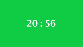 Digital countdown timer with a green screen background. Time counts down from 21 minute to 20 minute. video