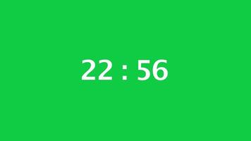 Digital countdown timer with a green screen background. Time counts down from 23 minute to 22 minute. video