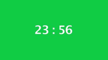 Digital countdown timer with a green screen background. Time counts down from 24 minute to 23 minute. video