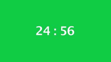 Digital countdown timer with a green screen background. Time counts down from 25 minute to 24 minute. video