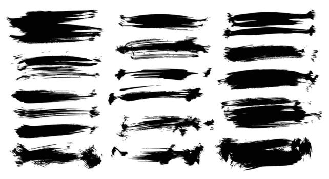 Expressive black ink brush strokes for artistic design projects and bold statement backgrounds or textures vector