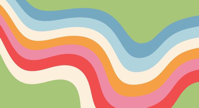 Vibrant retro wavy stripes create a cheerful, playful abstract background perfect for modern design projects vector