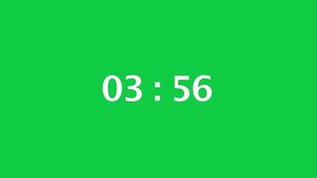 digitale conto alla rovescia Timer con un' verde schermo sfondo. tempo conta giù a partire dal 4 minuto per 3 minuto. video