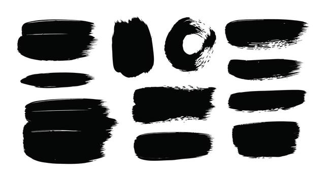 Dynamic black brushstrokes for creative design projects, adding bold texture and impact vector