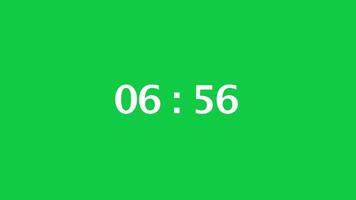 Digital countdown timer with a green screen background. Time counts down from 7 minute to 6 minute. video