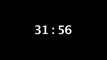 a partir de 32 para 31 minuto contagem regressiva cronômetro com branco numerais em Preto tela video