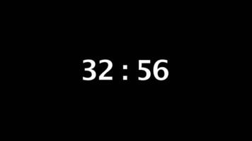 a partir de 33 para 32 minuto contagem regressiva cronômetro com branco numerais em Preto tela video