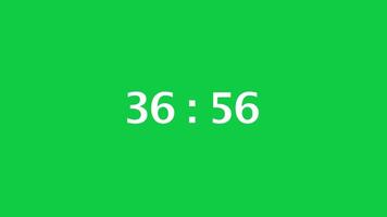 Digital countdown timer with a green screen background. Time counts down from 37 minute to 36 minute. video