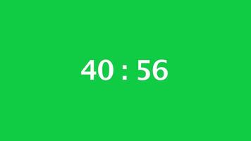 Digital countdown timer with a green screen background. Time counts down from 41 minute to 40 minute. video