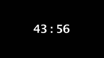a partir de 44 para 43 minuto contagem regressiva cronômetro com branco numerais em Preto tela video