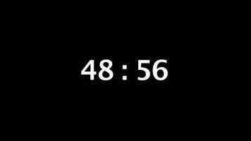a partir de 49 para 48 minuto contagem regressiva cronômetro com branco numerais em Preto tela video