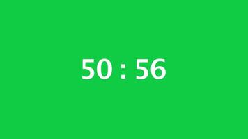 Digital countdown timer with a green screen background. Time counts down from 51 minute to 50 minute. video