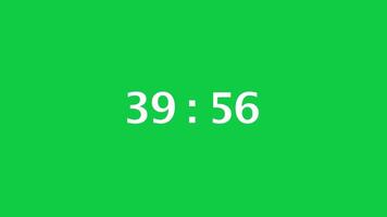 Digital countdown timer with a green screen background. Time counts down from 40 minute to 39 minute. video