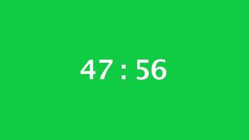 Digital countdown timer with a green screen background. Time counts down from 48 minute to 47 minute. video