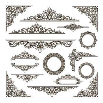 Art of minimalist abstract line art corner elements isolated on white background vector