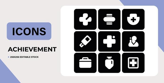 Art of a collection of modern icons representing various modes of transportation and symbols for achievement, isolated on a light background vector