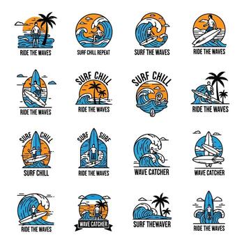 Art of vibrant and dynamic collection of skateboarding and gaming related elements, including text like skate more, play, rad, ok, dude, and skateboard team, isolated on white background vector