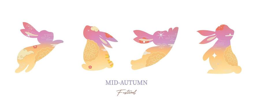 rabbit element object for mid-autumn graphic design vector