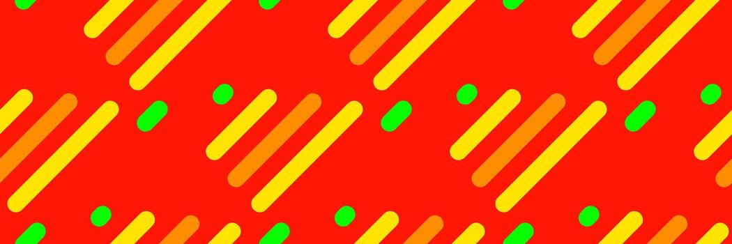 Vibrant abstract background with diagonal lines in yellow, orange, and green on a red backdrop. Perfect for modern designs, presentations, websites, or social media. vector