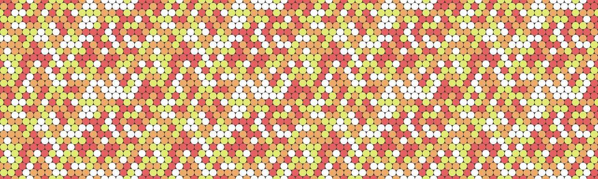 Vibrant abstract mosaic pattern featuring a blend of red, yellow, and white circles. Ideal for website backgrounds, textile designs, or adding a touch of modern artistry to any project. vector
